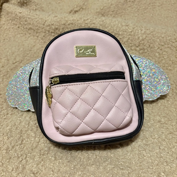 betsey johnson signature studded mini backpack Women's Clear in Dots Dimensions 7H x 6.25W x 4.25D Betsy Johnson Cream Quilted mini